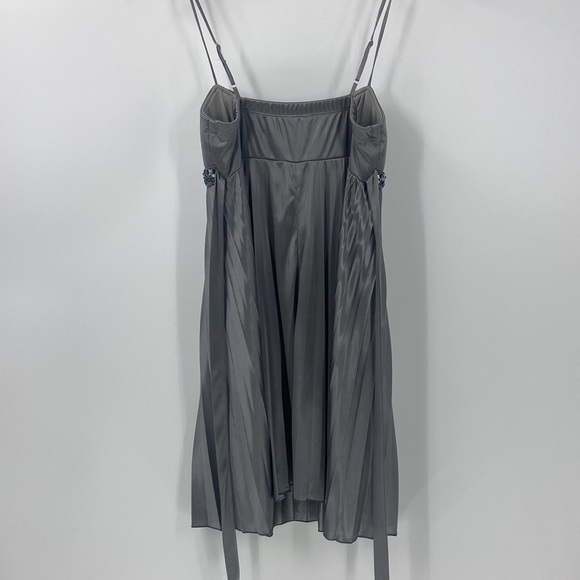 Silver grey pleated party dress pleated spaghetti strap sparkle detail - Picture 8 of 15